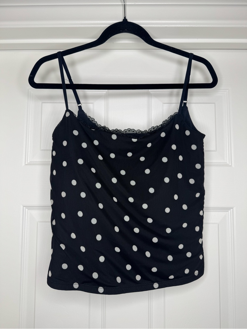 Abercrombie & Fitch Black Polka Dot Lace-Trim Cami Bra Free Collection 90s - Picture 3 of 5